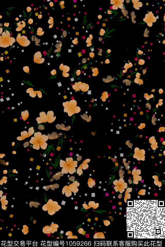 花卉女装满版散花数码印花华亿平台下载（图片编号: 1059266） - 瓦栏（Walan）