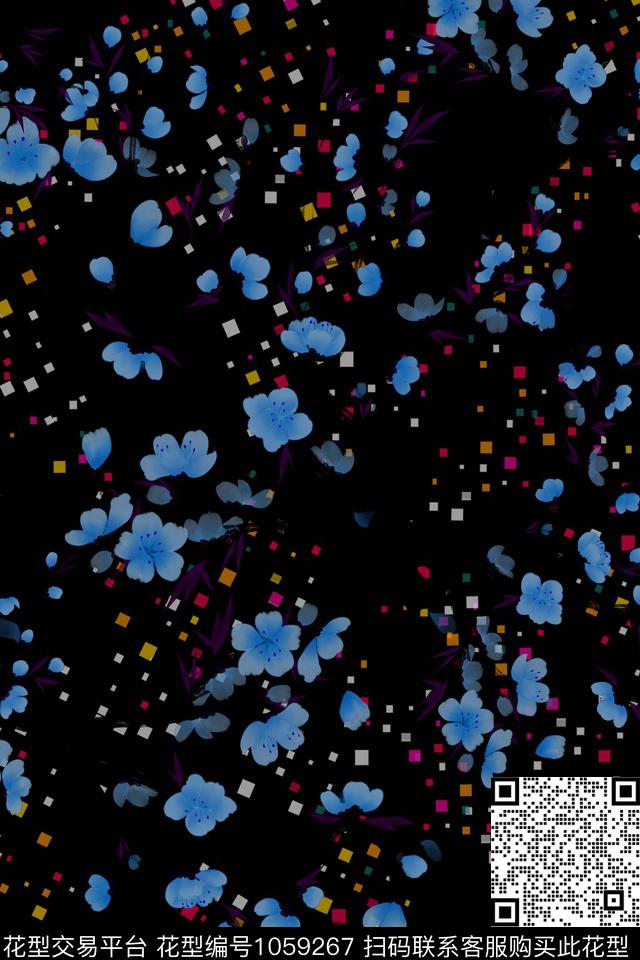 花卉女装满版散花数码印花华亿平台下载（图片编号: 1059267） - 瓦栏（Walan）