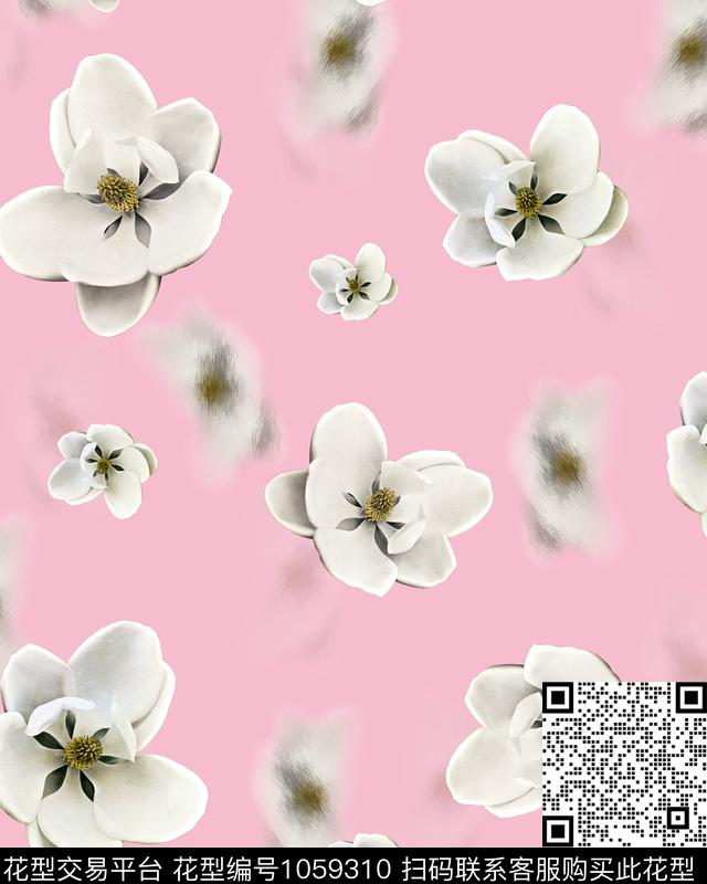 大花玉兰花花卉数码印花华亿平台下载（图片编号: 1059310） - 瓦栏（Walan）