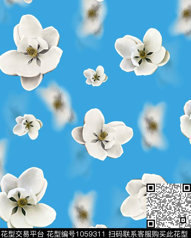 大花玉兰花花卉数码印花华亿平台下载（图片编号: 1059311） - 瓦栏（Walan）