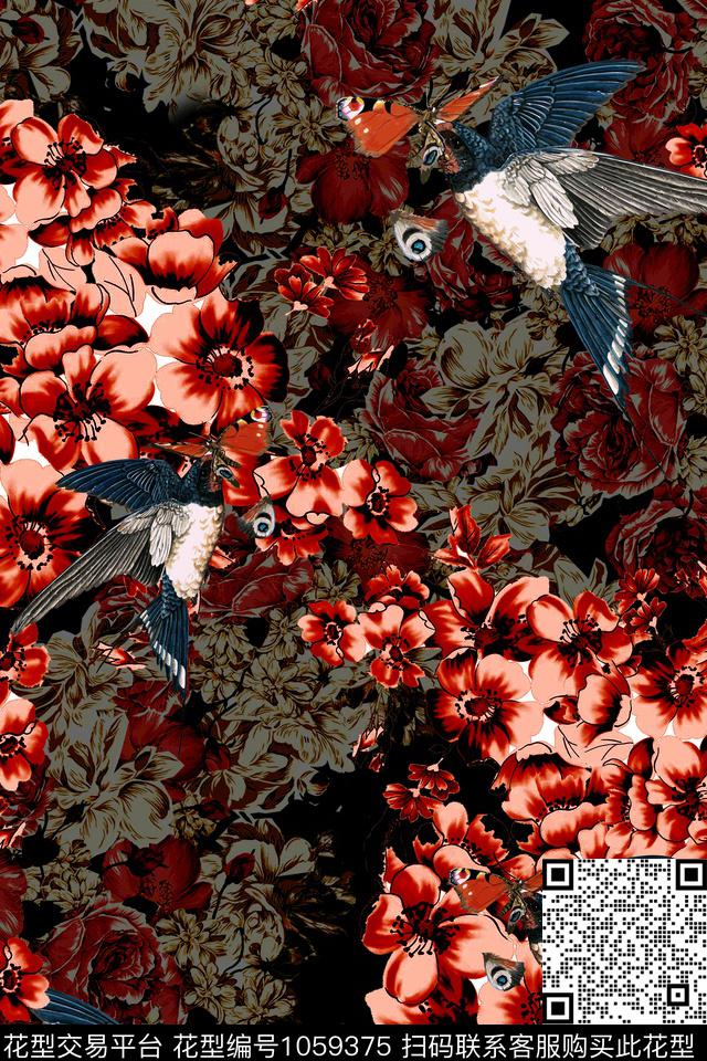 卡通花卉女装数码印花华亿平台下载（图片编号: 1059375） - 瓦栏（Walan）