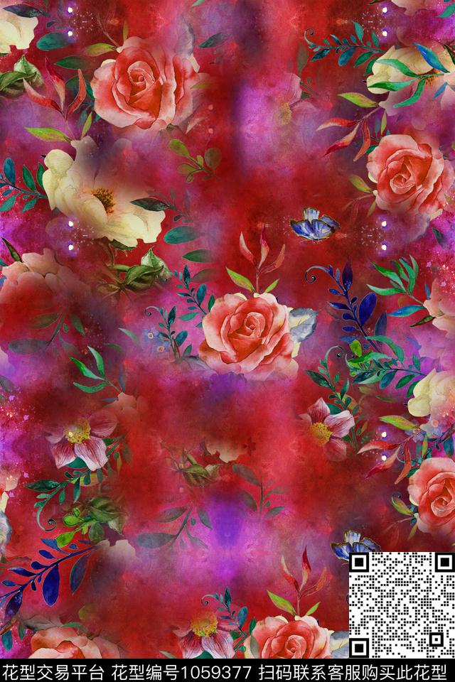 卡通花卉女装数码印花华亿平台下载（图片编号: 1059377） - 瓦栏（Walan）