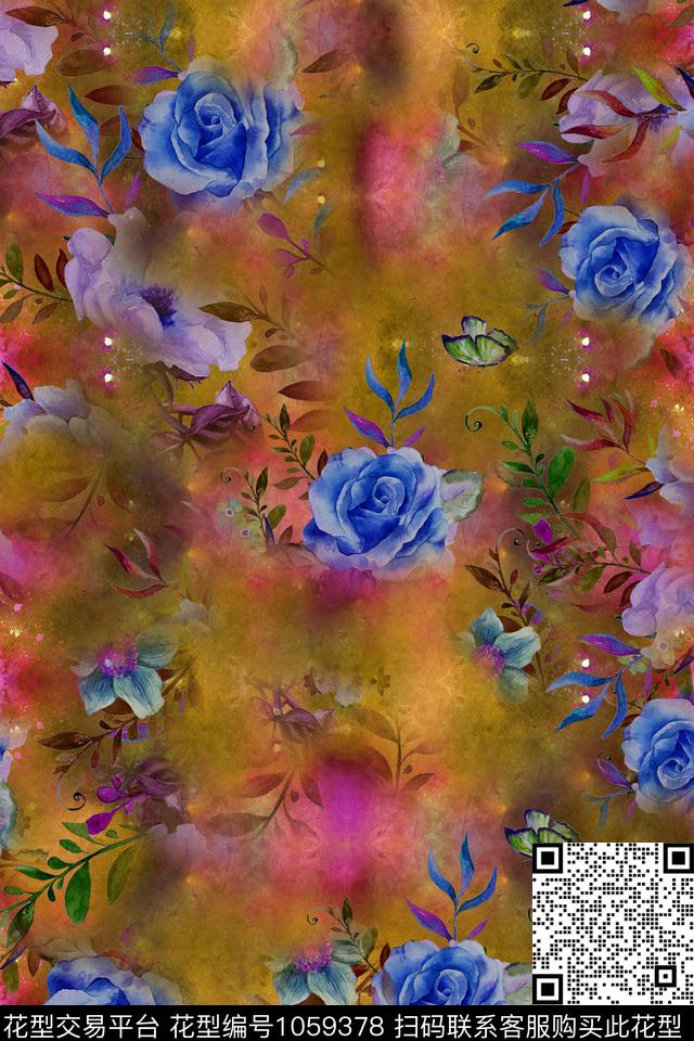 卡通花卉女装数码印花华亿平台下载（图片编号: 1059378） - 瓦栏（Walan）