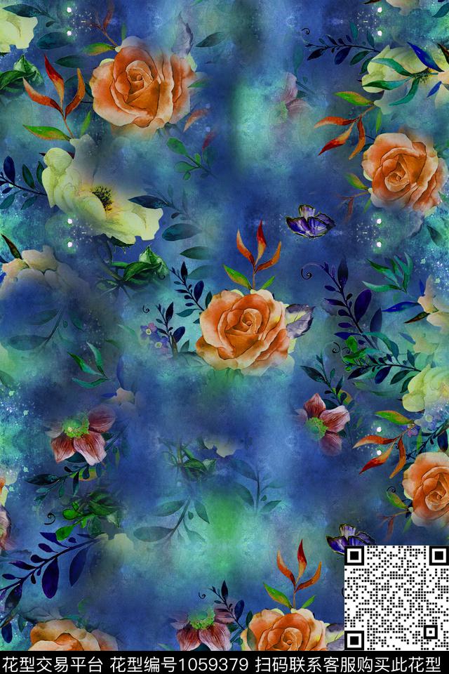 卡通花卉女装数码印花华亿平台下载（图片编号: 1059379） - 瓦栏（Walan）