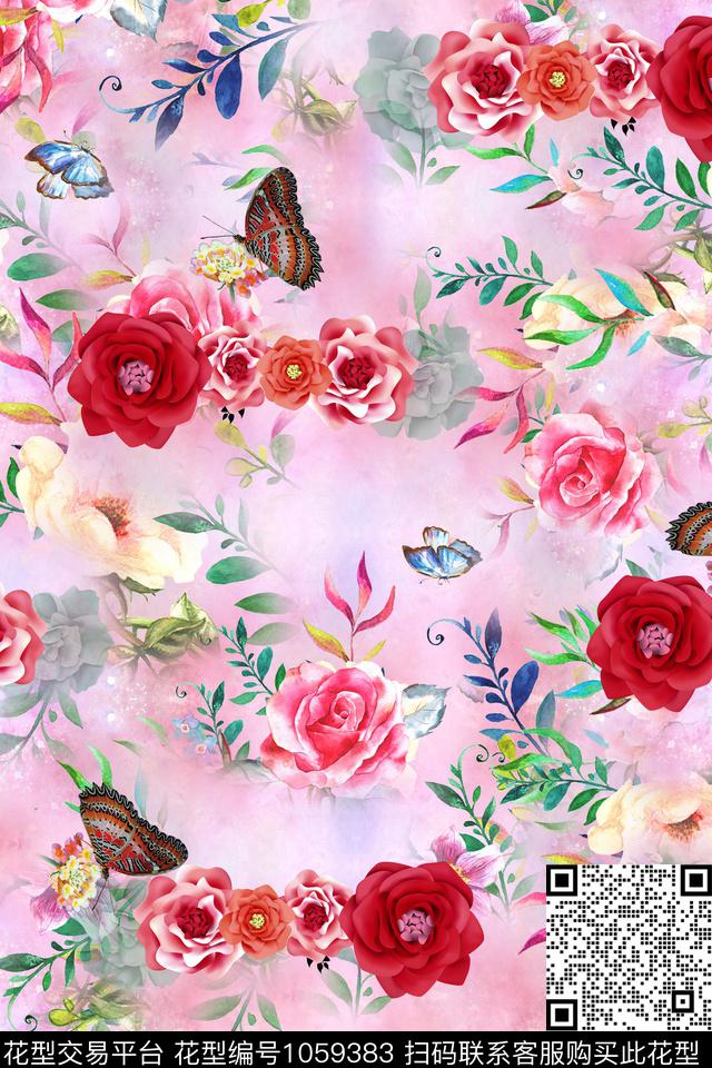 卡通花卉女装数码印花华亿平台下载（图片编号: 1059383） - 瓦栏（Walan）