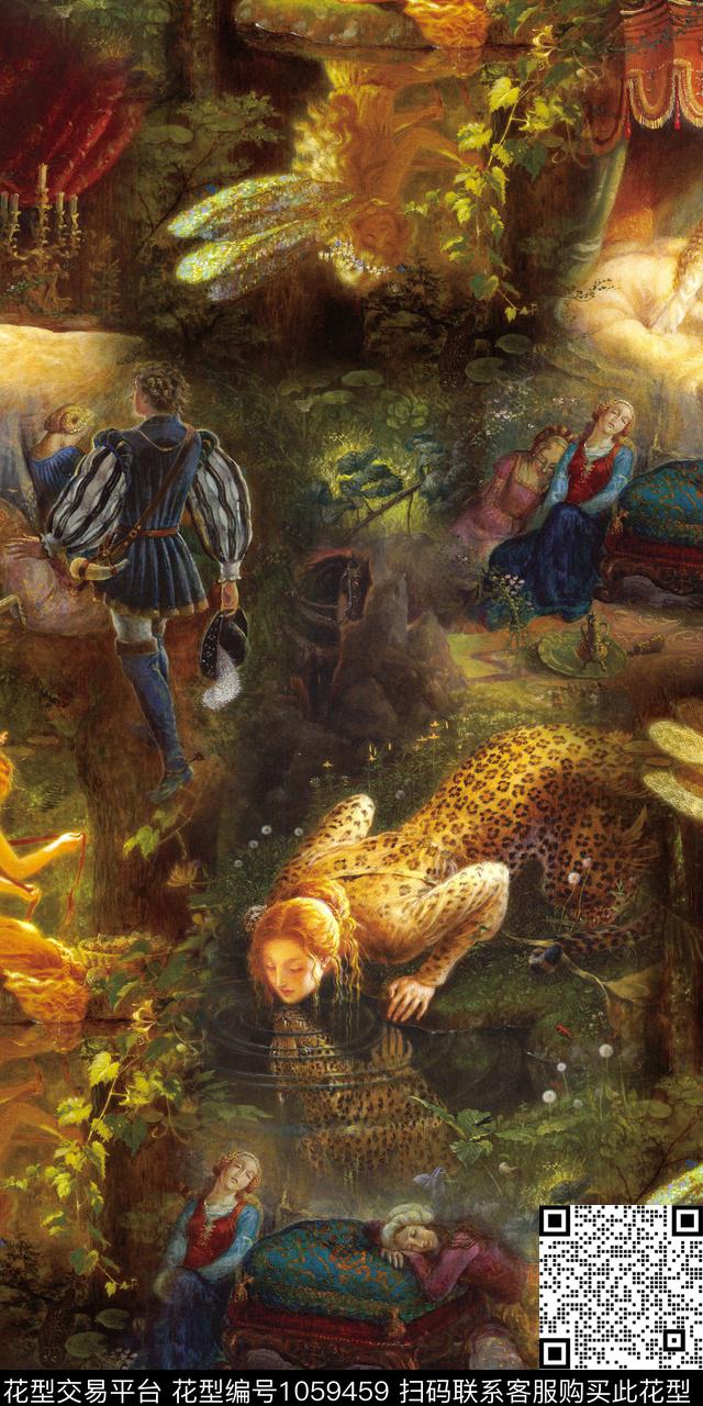 抽象男装动物创意数码印花华亿平台下载（图片编号: 1059459） - 瓦栏（Walan）