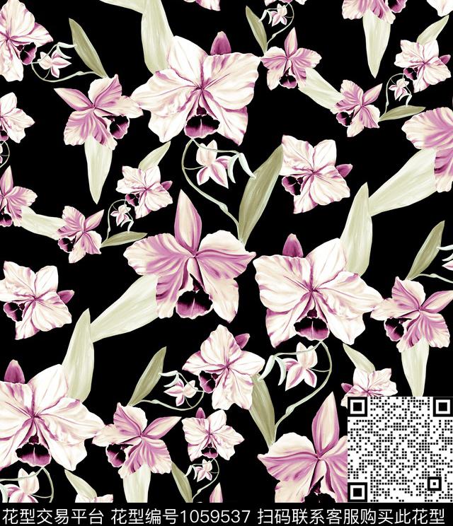 数码华亿平台花卉大牌风数码印花华亿平台下载（图片编号: 1059537） - 瓦栏（Walan）