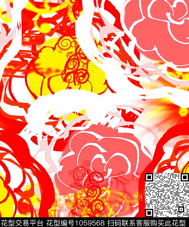 线条抽象几何数码印花华亿平台下载（图片编号: 1059568） - 瓦栏（Walan）