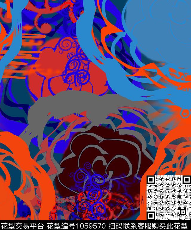 线条抽象几何数码印花华亿平台下载（图片编号: 1059570） - 瓦栏（Walan）