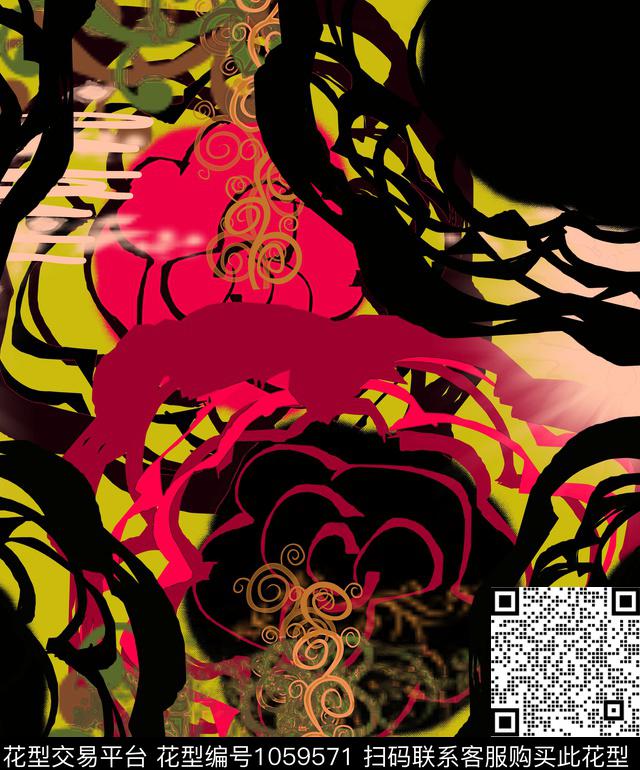 线条抽象几何数码印花华亿平台下载（图片编号: 1059571） - 瓦栏（Walan）