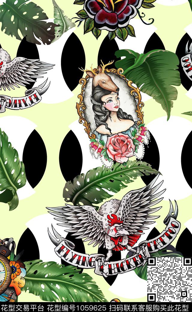 数码华亿平台花卉蝴蝶大牌风数码印花华亿平台下载（图片编号: 1059625） - 瓦栏（Walan）