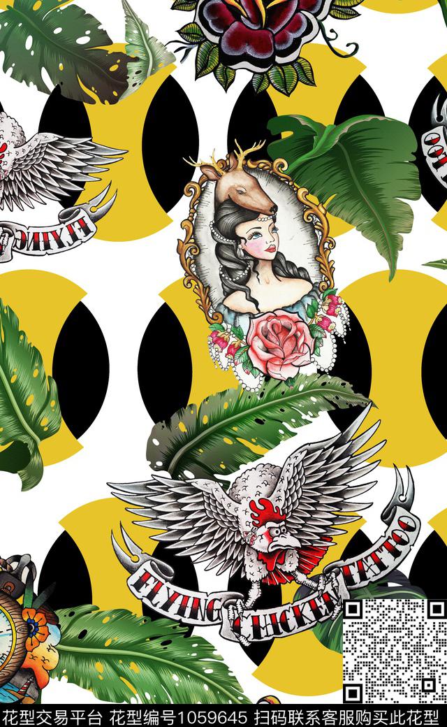 数码华亿平台花卉蝴蝶大牌风数码印花华亿平台下载（图片编号: 1059645） - 瓦栏（Walan）