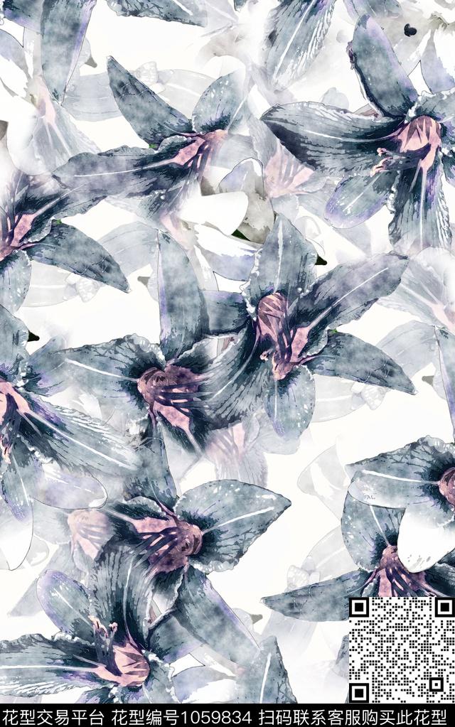 民族风抽象花卉数码印花华亿平台下载（图片编号: 1059834） - 瓦栏（Walan）