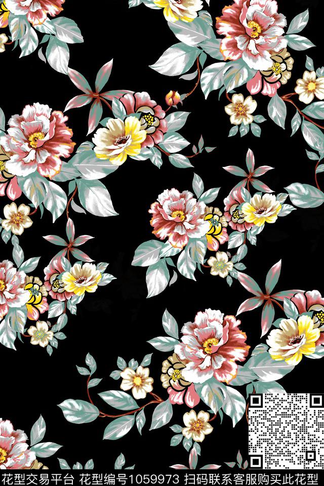 数码华亿平台小碎花手绘花卉数码印花华亿平台下载（图片编号: 1059973） - 瓦栏（Walan）