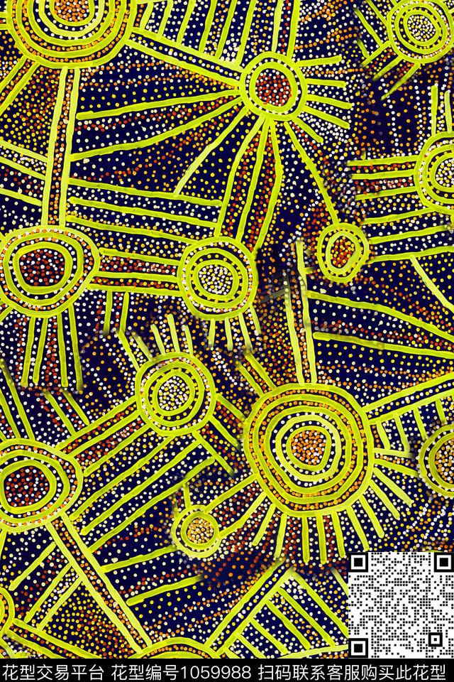 波点民族风抽象数码印花华亿平台下载（图片编号: 1059988） - 瓦栏（Walan）