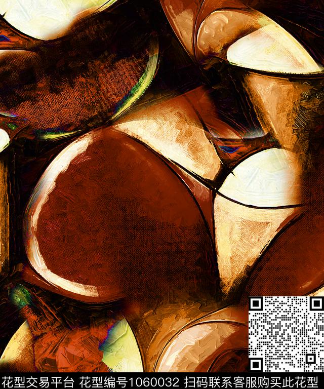 几何花卉抽象油画华亿平台数码印花华亿平台下载（图片编号: 1060032） - 瓦栏（Walan）