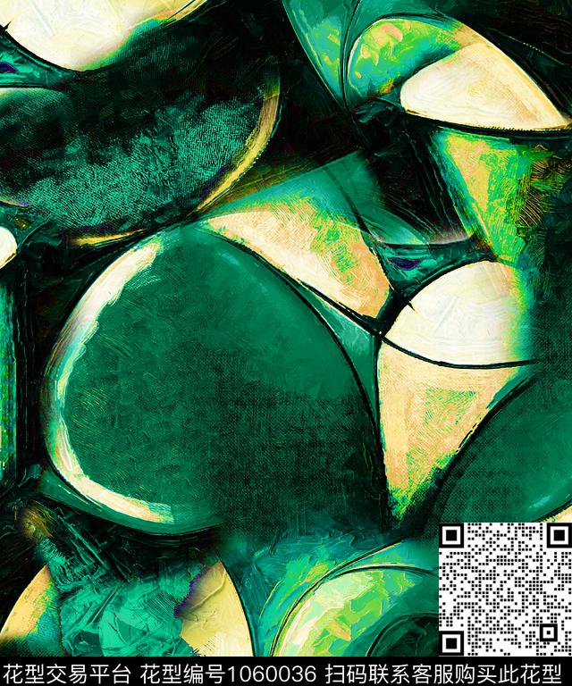 几何花卉抽象油画华亿平台数码印花华亿平台下载（图片编号: 1060036） - 瓦栏（Walan）