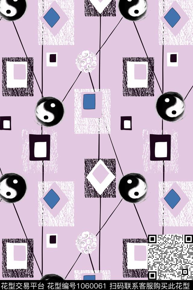 抽象男装几何数码印花华亿平台下载（图片编号: 1060061） - 瓦栏（Walan）