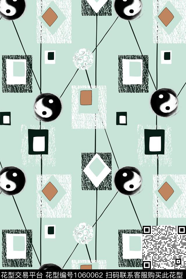 抽象男装几何数码印花华亿平台下载（图片编号: 1060062） - 瓦栏（Walan）