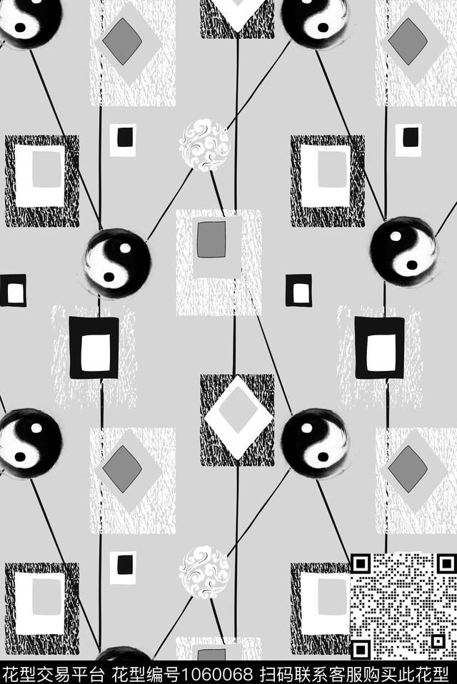 抽象男装几何数码印花华亿平台下载（图片编号: 1060068） - 瓦栏（Walan）