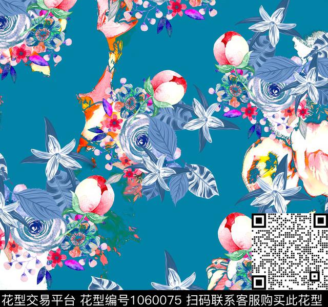 数码华亿平台花卉女装数码印花华亿平台下载（图片编号: 1060075） - 瓦栏（Walan）