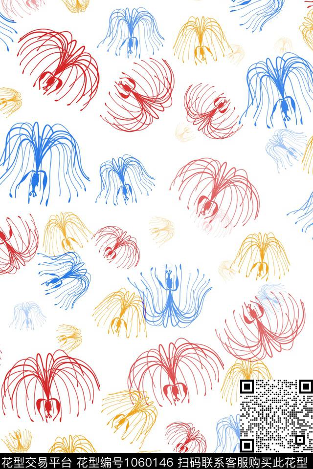 植物抽象女装数码印花华亿平台下载（图片编号: 1060146） - 瓦栏（Walan）