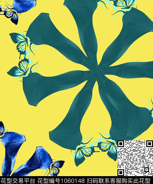 抽象花卉几何数码印花华亿平台下载（图片编号: 1060148） - 瓦栏（Walan）