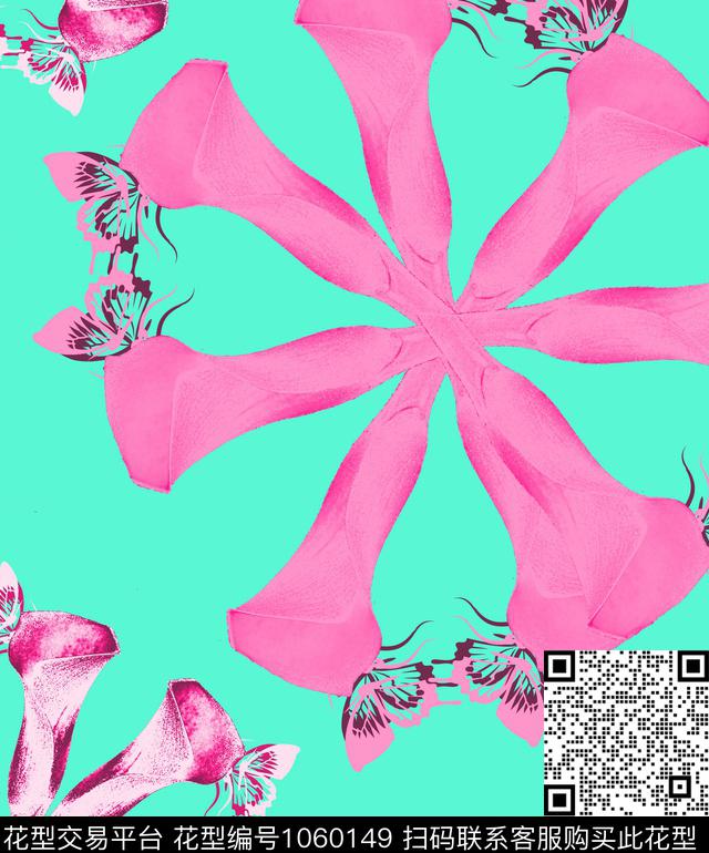 抽象花卉几何数码印花华亿平台下载（图片编号: 1060149） - 瓦栏（Walan）
