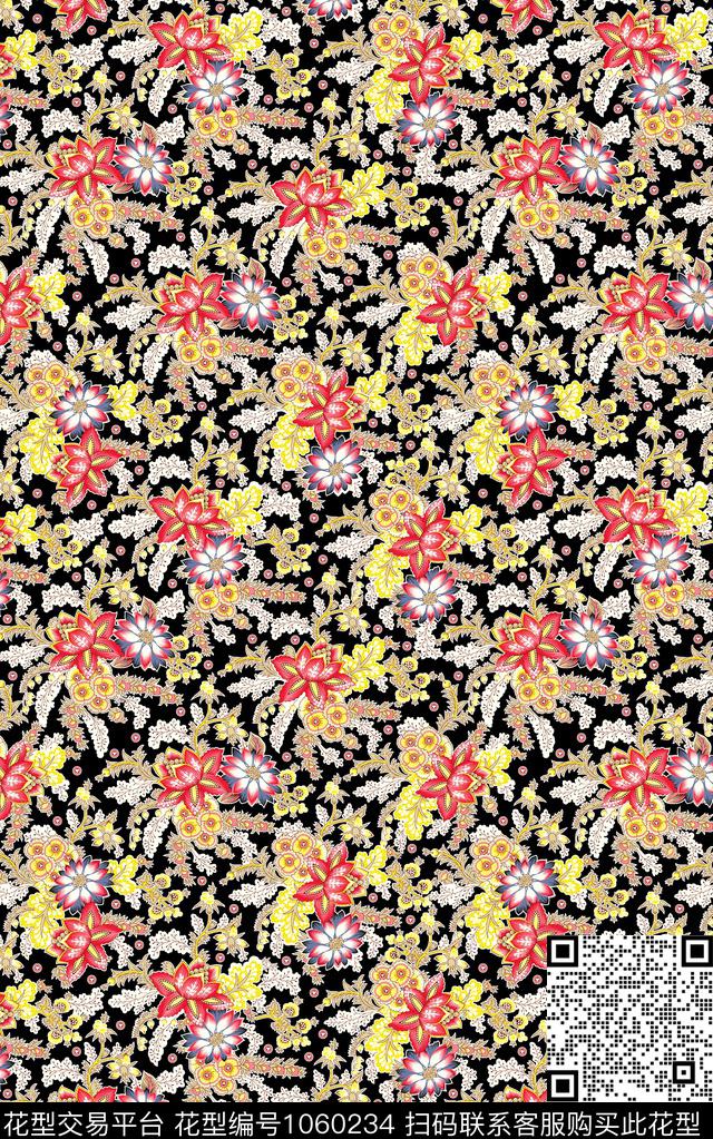 民族风小碎花抽象数码印花华亿平台下载（图片编号: 1060234） - 瓦栏（Walan）