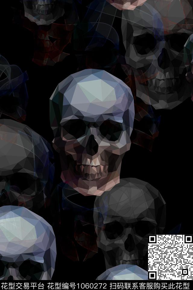 骷髅肌理抽象数码印花华亿平台下载（图片编号: 1060272） - 瓦栏（Walan）