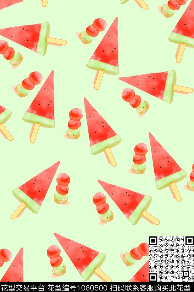 西瓜冰激凌凉爽传统印花华亿平台下载（图片编号: 1060500） - 瓦栏（Walan）