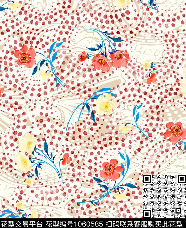 花卉女装几何花卉数码印花华亿平台下载（图片编号: 1060585） - 瓦栏（Walan）