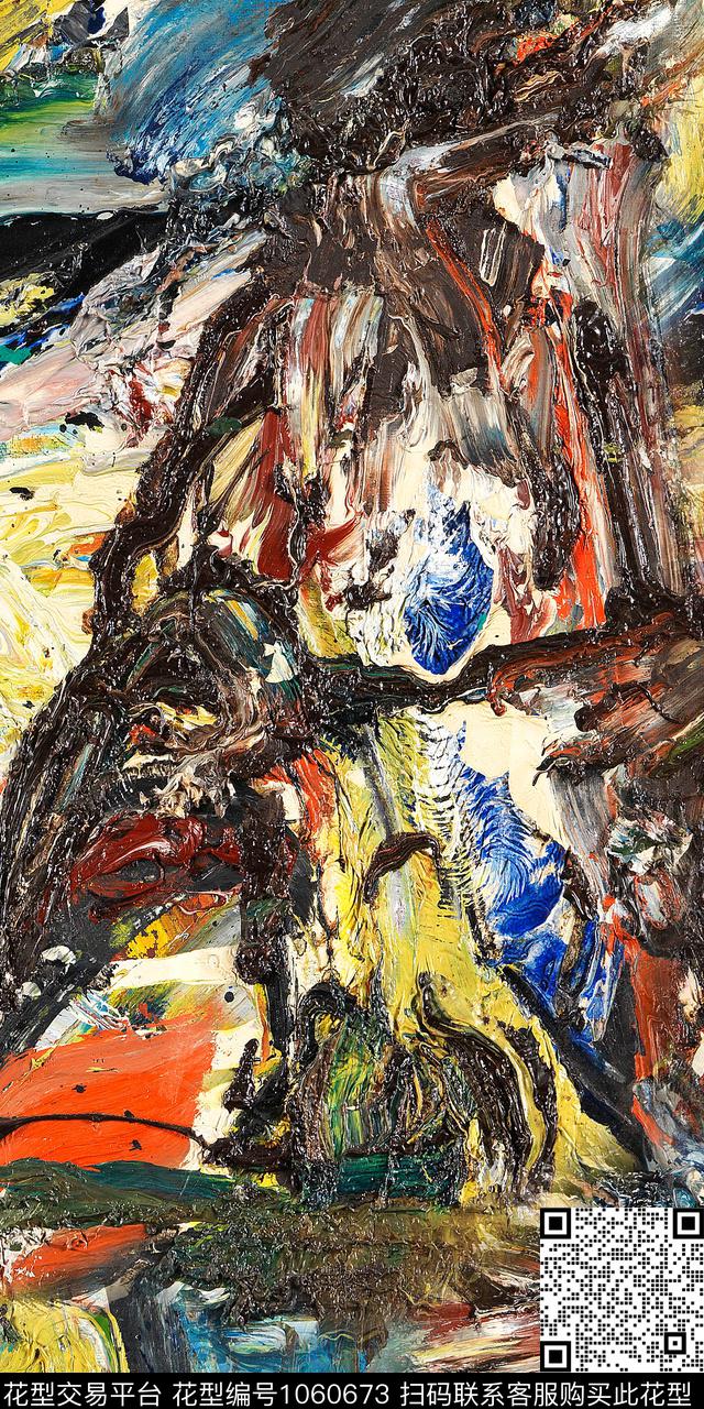 肌理抽象笔触数码印花华亿平台下载（图片编号: 1060673） - 瓦栏（Walan）