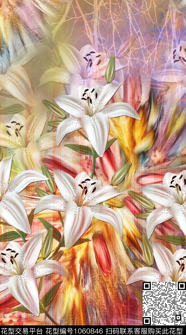 定位花花卉大牌风数码印花华亿平台下载（图片编号: 1060846） - 瓦栏（Walan）