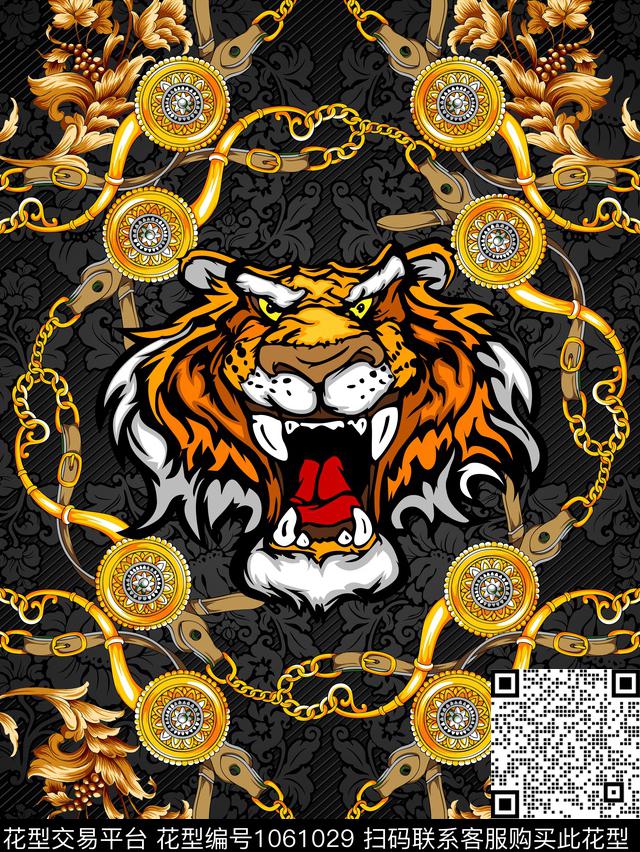 动物花卉欧式定位花金色数码印花华亿平台下载（图片编号: 1061029） - 瓦栏（Walan）