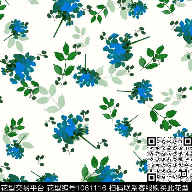 小碎花清爽底花卉小方巾数码印花华亿平台下载（图片编号: 1061116） - 瓦栏（Walan）