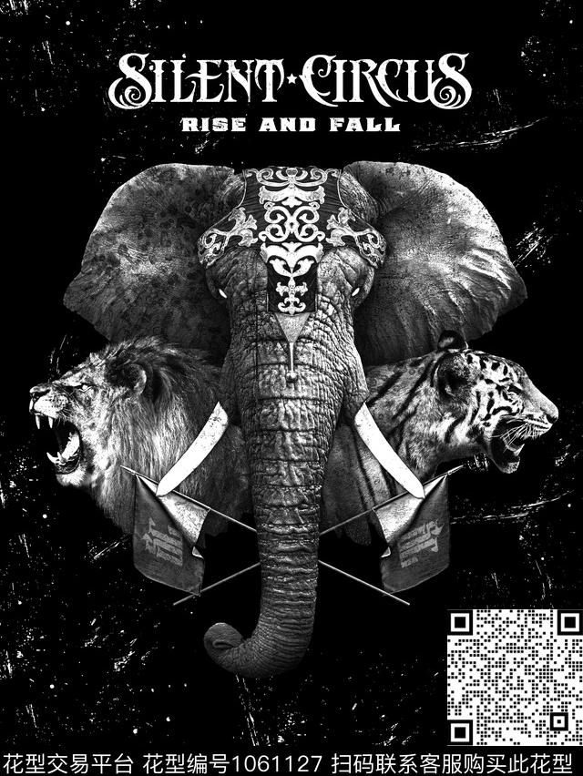 动物抽象潮牌数码印花华亿平台下载（图片编号: 1061127） - 瓦栏（Walan）