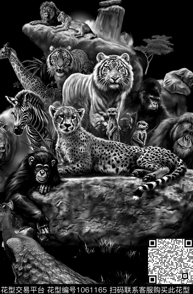 动物抽象潮牌数码印花华亿平台下载（图片编号: 1061165） - 瓦栏（Walan）