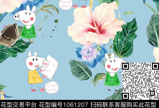 抽象花卉女装数码印花华亿平台下载（图片编号: 1061207） - 瓦栏（Walan）