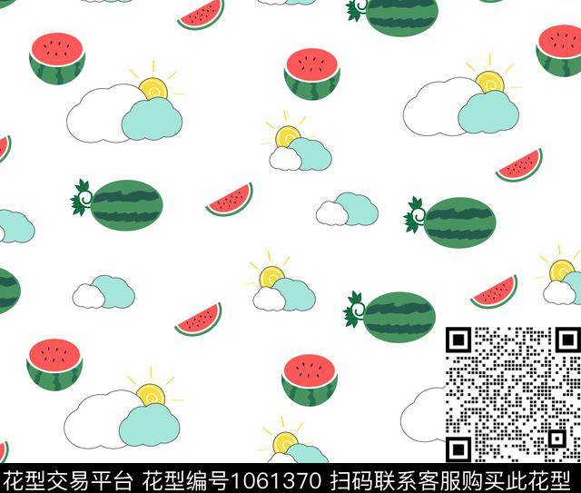 卡通动物西瓜床品传统印花华亿平台下载（图片编号: 1061370） - 瓦栏（Walan）