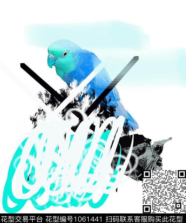 抽象几何动物数码印花华亿平台下载（图片编号: 1061441） - 瓦栏（Walan）