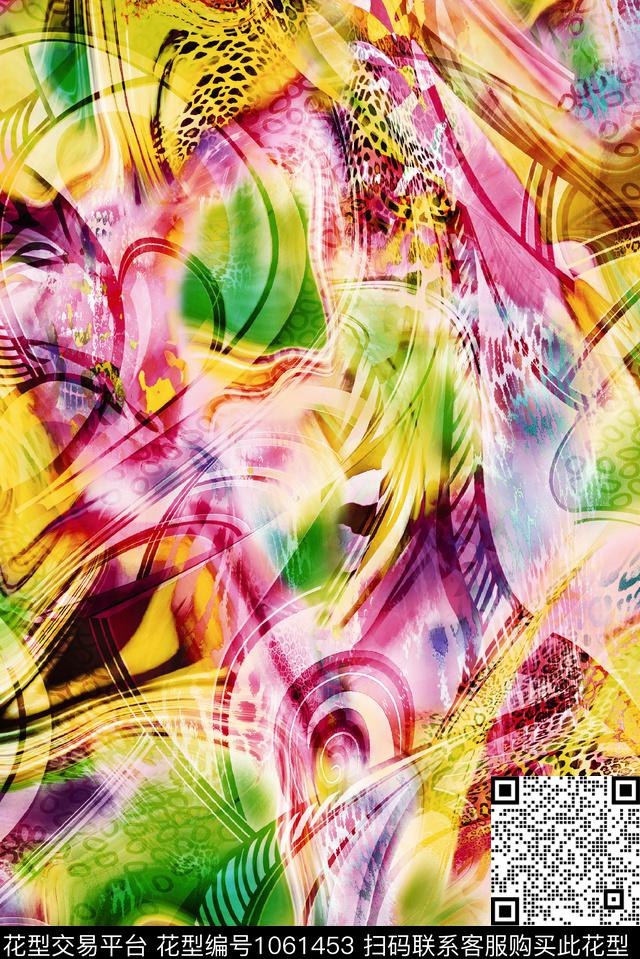 数码华亿平台民族风抽象数码印花华亿平台下载（图片编号: 1061453） - 瓦栏（Walan）