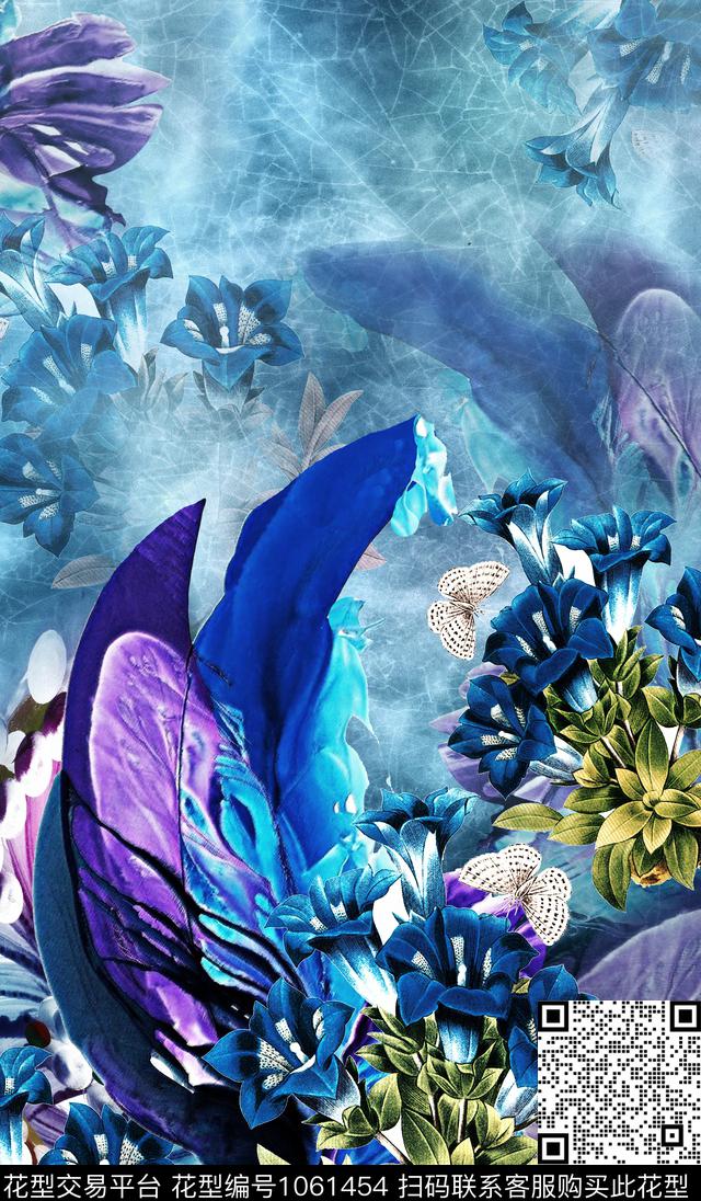 羽毛数码定位花女装定位花数码印花华亿平台下载（图片编号: 1061454） - 瓦栏（Walan）