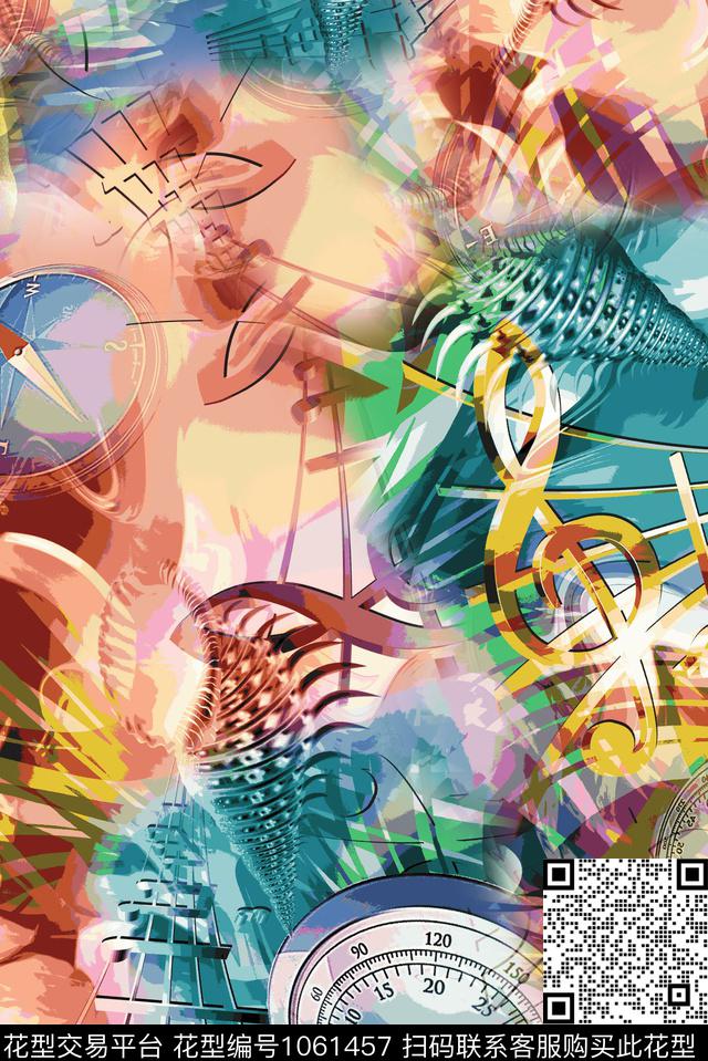 数码华亿平台民族风抽象数码印花华亿平台下载（图片编号: 1061457） - 瓦栏（Walan）