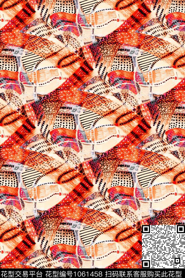 数码华亿平台民族风抽象数码印花华亿平台下载（图片编号: 1061458） - 瓦栏（Walan）
