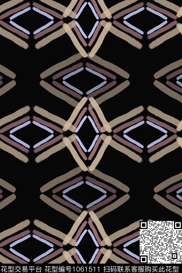 菱形胸前独幅男装休闲花卉传统印花华亿平台下载（图片编号: 1061511） - 瓦栏（Walan）