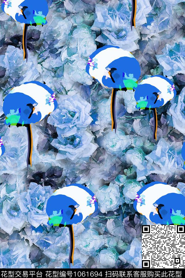 数码华亿平台抽象花卉大牌风数码印花华亿平台下载（图片编号: 1061694） - 瓦栏（Walan）