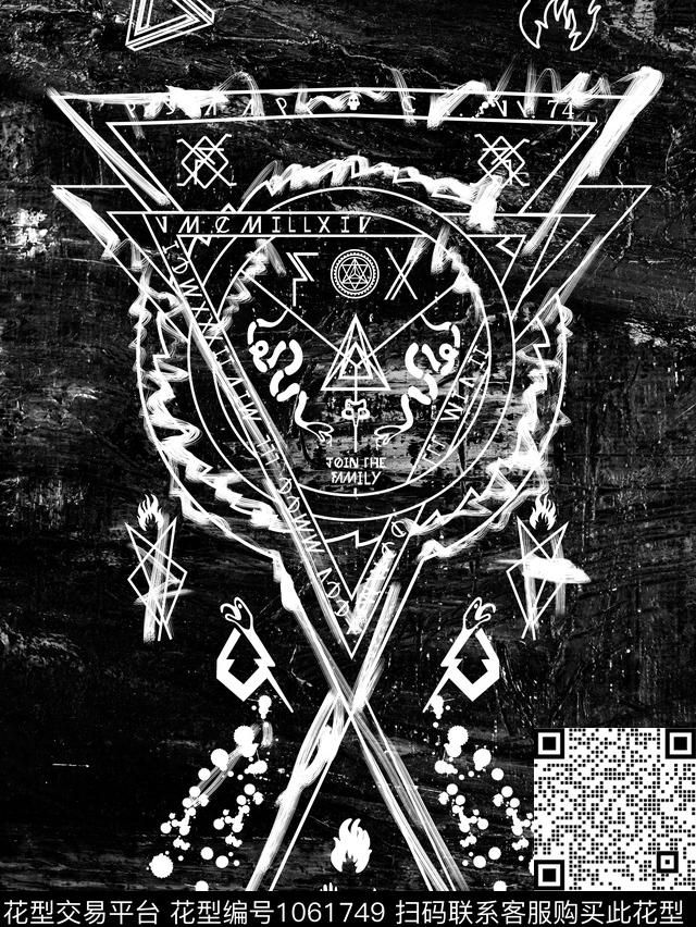 肌理字母几何传统印花华亿平台下载（图片编号: 1061749） - 瓦栏（Walan）