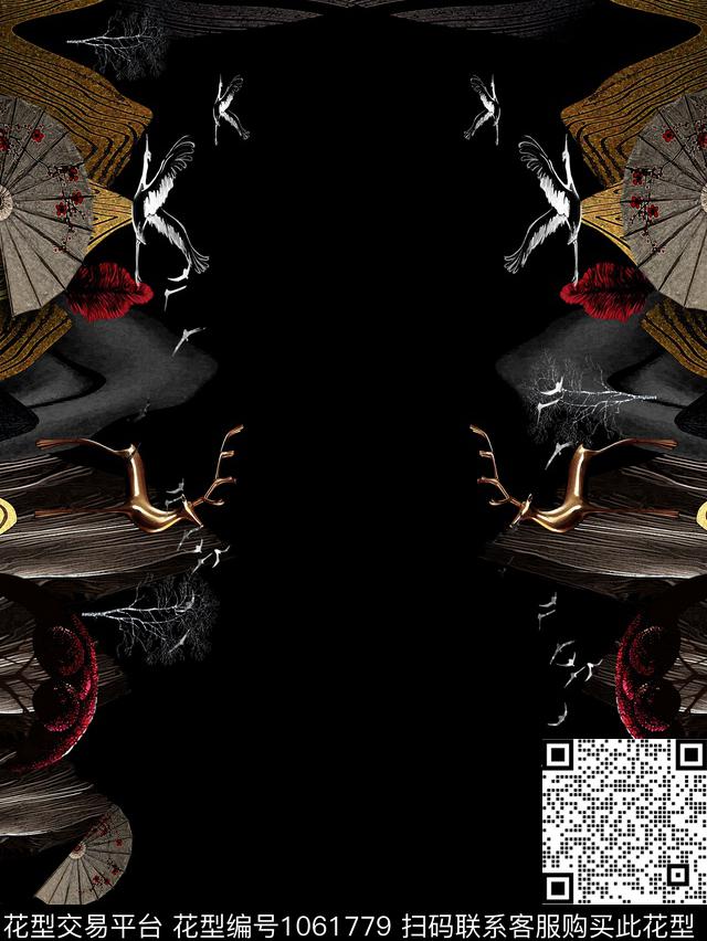 抽象对称花动物数码印花华亿平台下载（图片编号: 1061779） - 瓦栏（Walan）