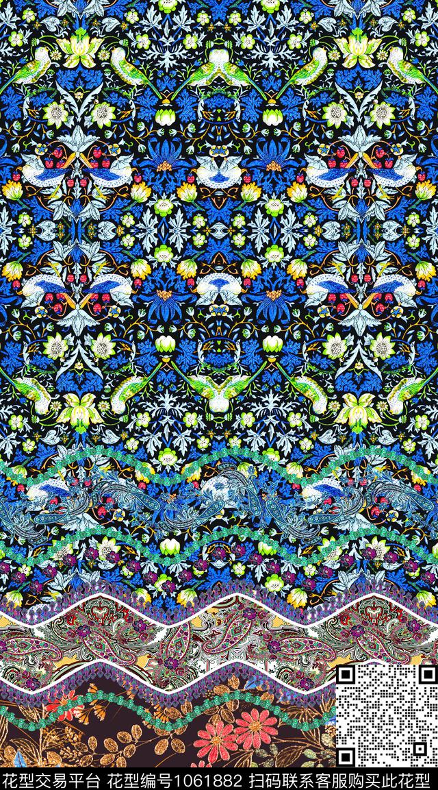 数码华亿平台民族风花卉数码印花华亿平台下载（图片编号: 1061882） - 瓦栏（Walan）